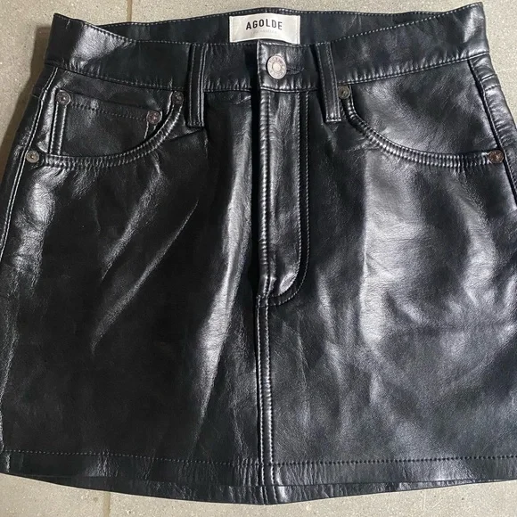 AGOLDE RECYCLED LEATHER MINI SKIRT - Picture 4 of 4